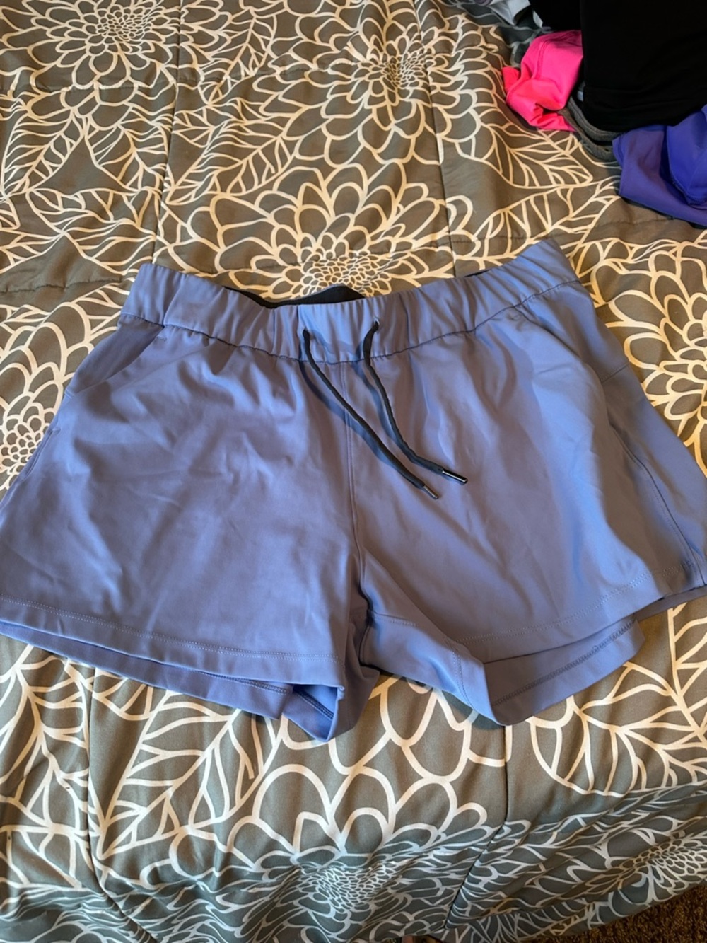 Women's Light Periwinkle Active Shorts with Drawstring